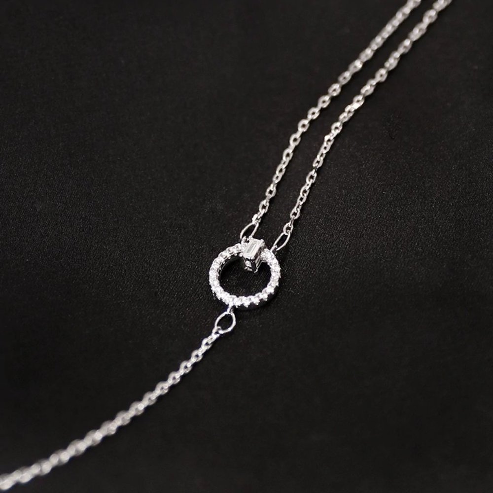 NEW 925 Sterling Silver Diamond Circle Bracelet A - Picture 3 of 6